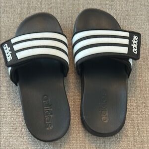 NEW Kids Adidas Black and White Slide Sandals